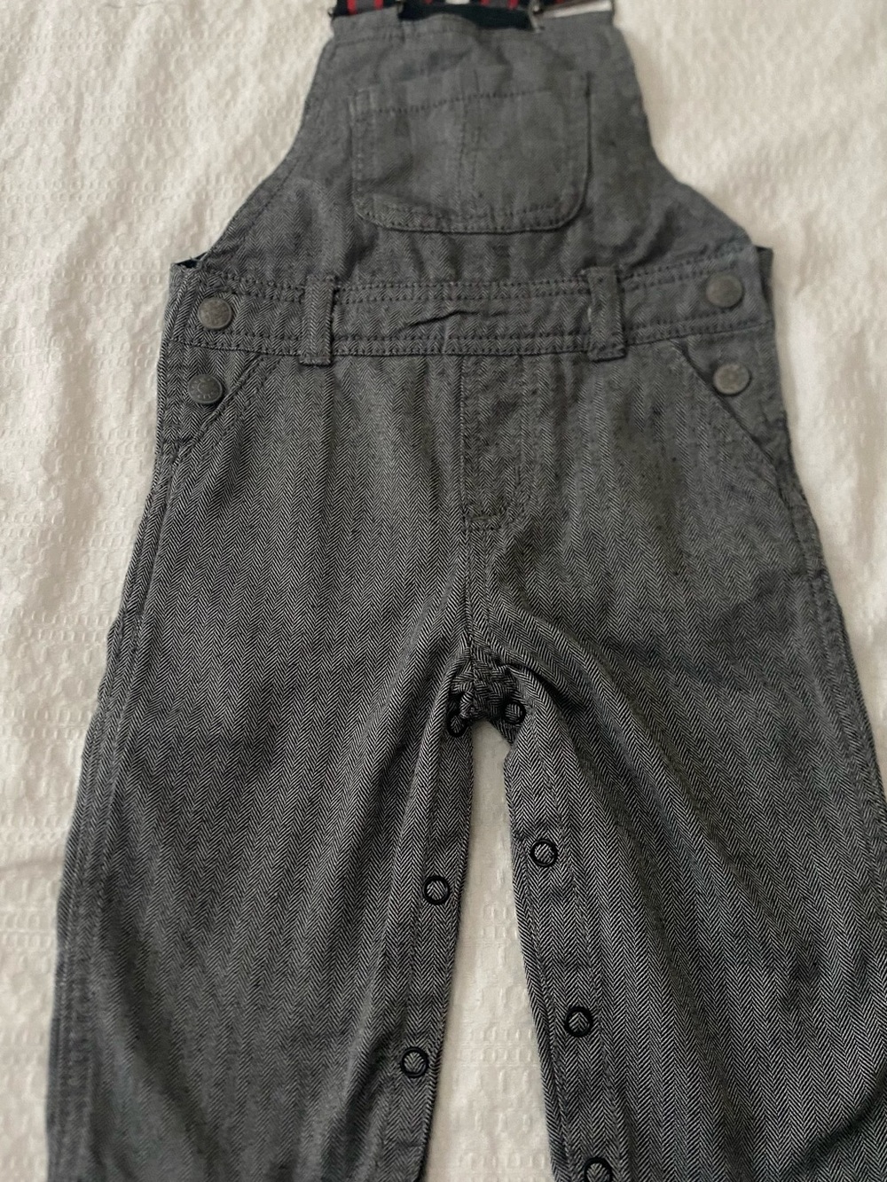 Koala Kids Gray Herringbone Overalls with Contrast Straps